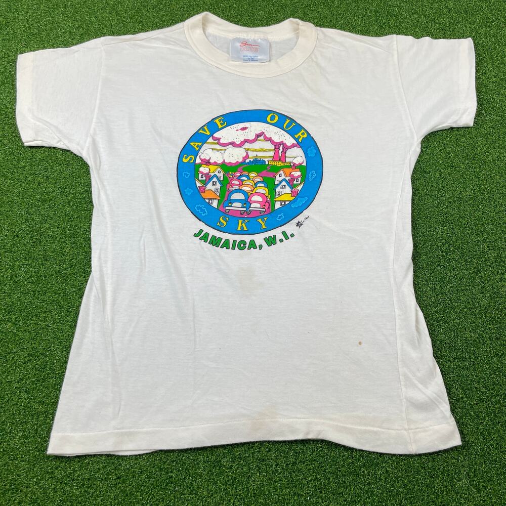 Vintage Sun Club Save Our Sky Jamaica T-Shirt Sz 14-16